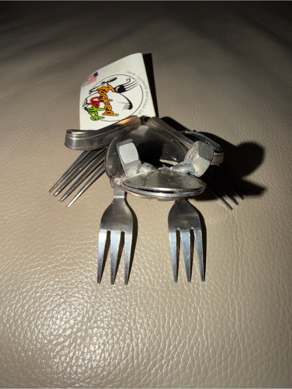 FORKED UP ART 2009 Upcycled Metal Flatware Frog Sculpture Fork/Spoon Made in USA - Picture 14 of 16